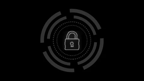 Digital lock icon motion graphics with futuristic technological cyber secur.. Stock Footage 334829727