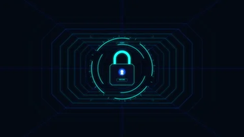 Digital lock icon security protection cyber data safety technology Stock Footage 348331169