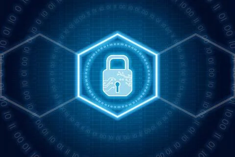 Digital lock interface with circle binary numders. Stock Photos