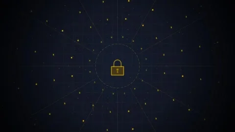 Digital Lock Security Concept: Secure Data Network Protection and Cyber Safet Stock Footage 348413649