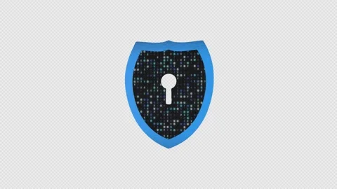 Digital lock shield with binary code loop motion alpha matte Stock Footage 341610016