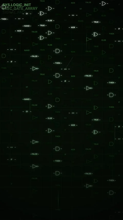 Digital Logic Circuitry Abstract Background with Glowing Data Nodes Stock Footage 346203021
