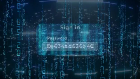 Digital Login Screen with Password and Binary Code Stock Footage 337731919