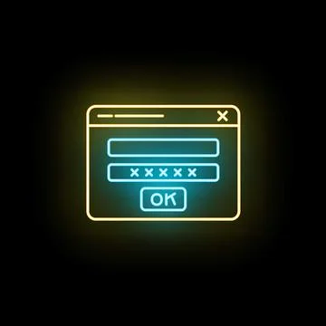Digital login window simulating glowing neon light Illustrazione stock