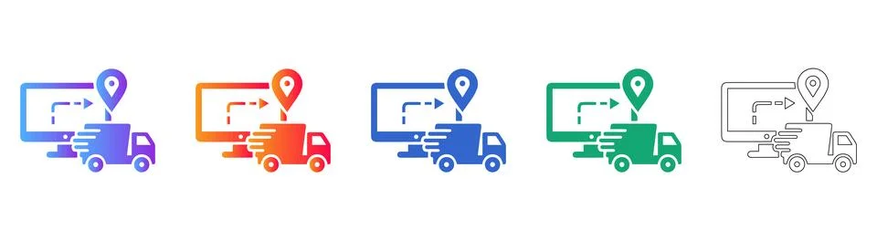 Digital Logistics and Real Time Tracking Icons Stock Illustration