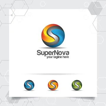 Digital logo 3D letter S design vector with modern colorful style for technol Stock Illustration