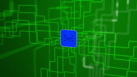 Digital Logo Circuit board animation with green background. 스톡 동영상 280305562