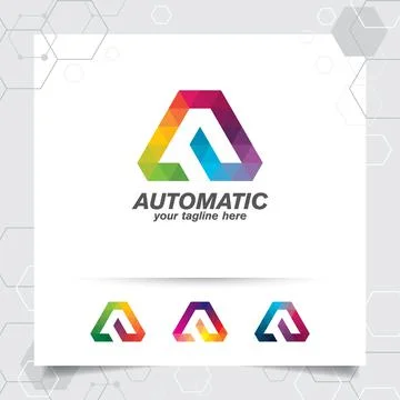 Digital logo design vector letter A concept with modern colorful pixel for te Stock Illustration