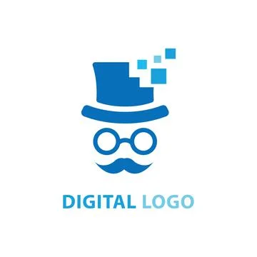 Digital logo, professor ligo. E-education logo. Digital education. Stock Illustration