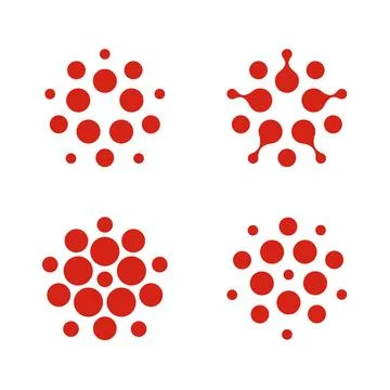 Digital logos set. Vector isolated circle logo. Creative template. Red circle Stock Illustration