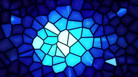 Digital loop animation of fractal crystal hexagon light blue pattern. Stock Footage 312997718