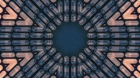 Digital loop animation of a group of moving multicolored capsules. 3d rendering Stock Footage 278379546