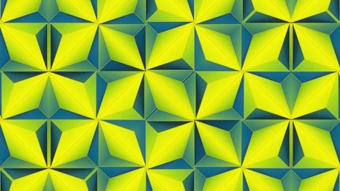 Digital loop animation of yellow-green geometric shapes. 3d rendering Stock Footage 270465807