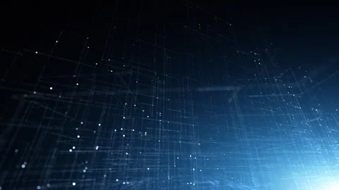 Digital loop lines and dots motion with flickering blue light animation Stock Footage 338406100