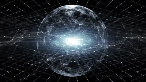 DIgital looped cyberspace network sphere animation Stock Footage 341149710