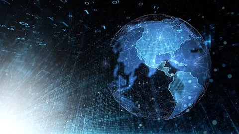 Digital looping binary data and earth globe network animation Stock Footage 339711537