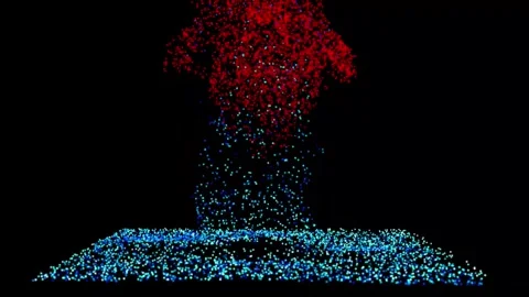Digital Love Heart Shape Formed by Glowing Particles on Black Background Vidéo 320513477