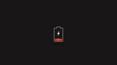 Digital low battery charging status indicator animation. Critical level, Stock Footage 119706200