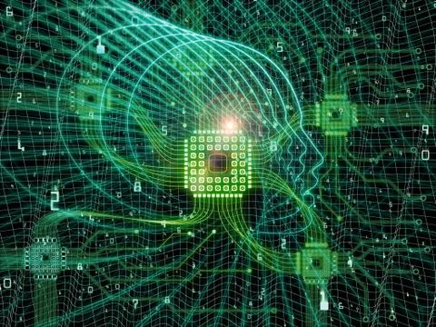 Digital Machine Consciousness Stock Illustration