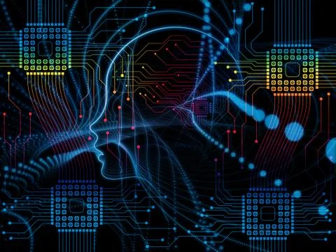 Digital Machine Consciousness Stock Illustration