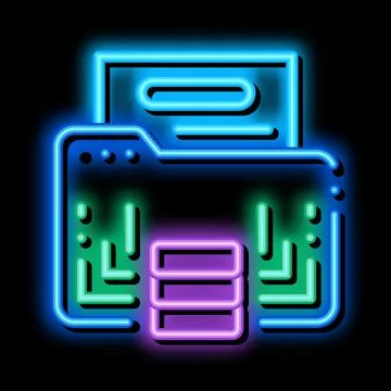 Digital machine learning neon glow icon illustration Stock Illustration
