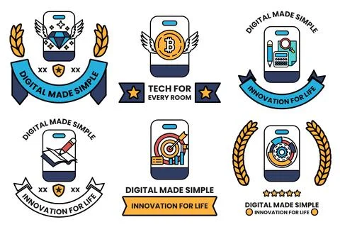 Digital made simple is the concept of these badges 库存插图