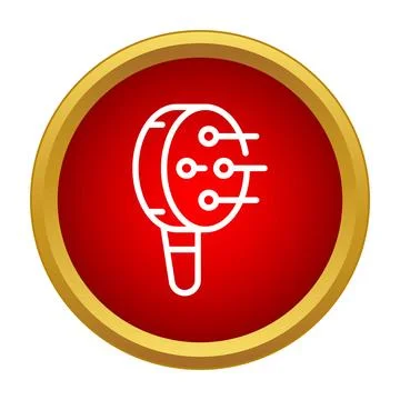 Digital magnifying glass analyzing technology data icon Stock Illustration