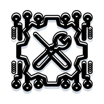 Digital maintenance tools concept with circuit board Illustrazione stock
