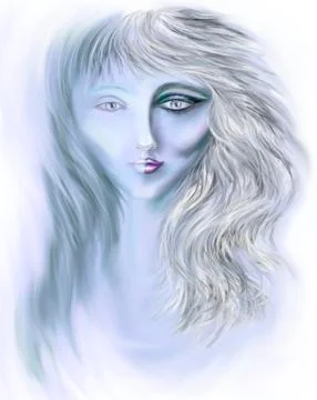 "Digital Makeup" Before and After face. Sketch Artwork Stock Illustration