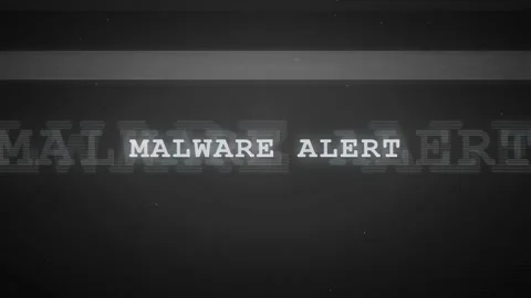 Digital Malware Alert Warning Text Glitching on Dark Screen for Cybersecurity Stock Footage 336775763