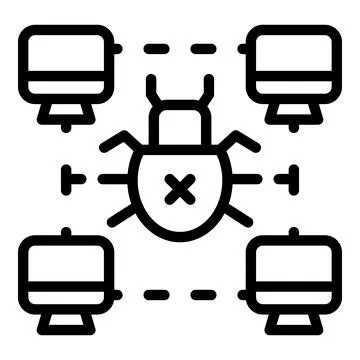 Digital malware icon, outline style Stock Illustration