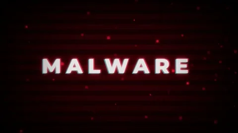 Digital Malware Text Animation with Red Glitch Background Stock Footage 336619602
