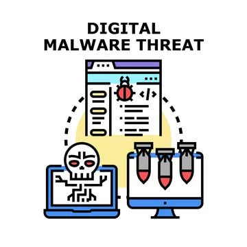 Digital malware threat attacking computer systems concept Stock-Illustration