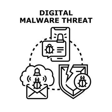 Digital malware threat attacking data security systems Stockillustratie