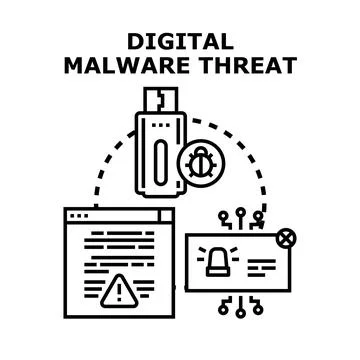 Digital malware threat representing computer virus attack イラスト素材