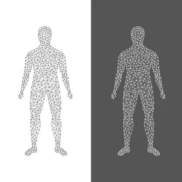 The digital man. Abstract of human body on white and black background Stock Illustration