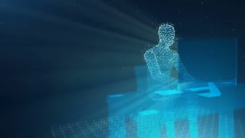 Digital Man Forms Typing at a Computer Stock Footage 73044758