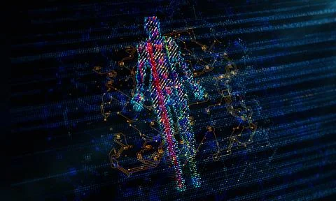 Digital man in a virtual world abstract concept artificial intelligence 스톡 일러스트