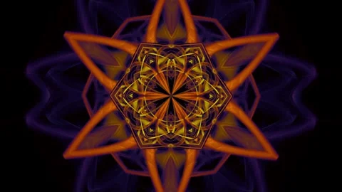 Digital mandala animation. Abstract glowing kaleidoscope motion graphic for VJ 스톡 동영상 331196770