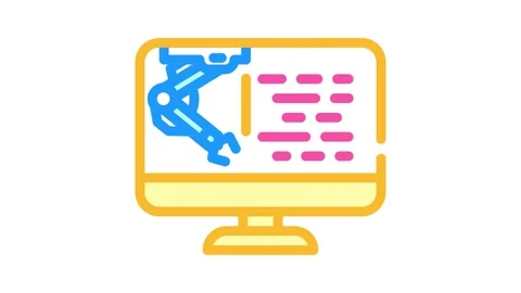 Digital manufacturing engineer color icon animation Stock Footage 327268784