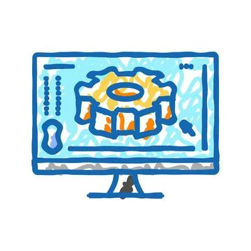 Digital manufacturing engineer icon doodle illustration Stock Illustration