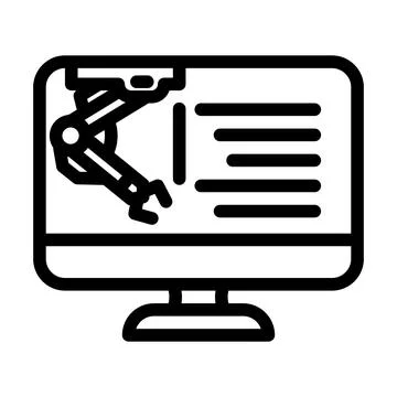 Digital manufacturing engineer line icon vector illustration Stock Illustration