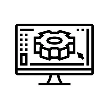 Digital manufacturing engineer line icon vector illustration Stock Illustration