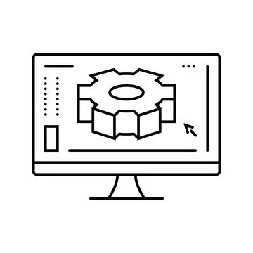 Digital manufacturing engineer line icon vector illustration Stock Illustration