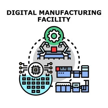 Digital manufacturing facility concept with smart automation production Stock Illustration