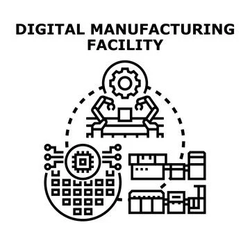 Digital manufacturing facility concept with smart automation production Stock Illustration