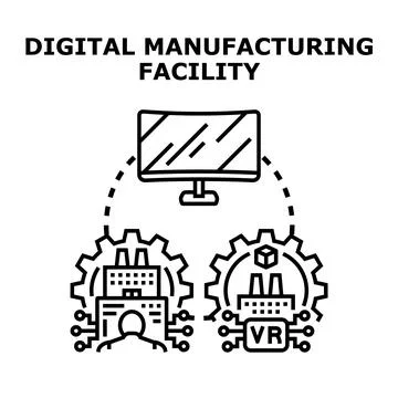 Digital manufacturing facility integrating smart industry processes 스톡 일러스트