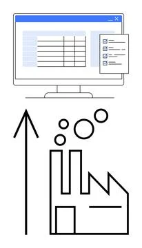 Digital Manufacturing Process Management Highlighting Data Analysis and Gro.. Stock Illustration