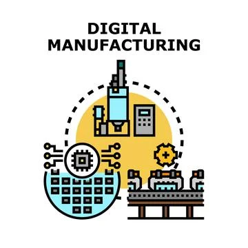 Digital manufacturing producing future innovative industry products 库存插图