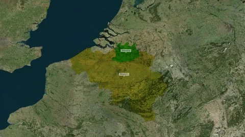 Digital map animation highlighting antwerp city within belgium borders Stock Footage 345717673